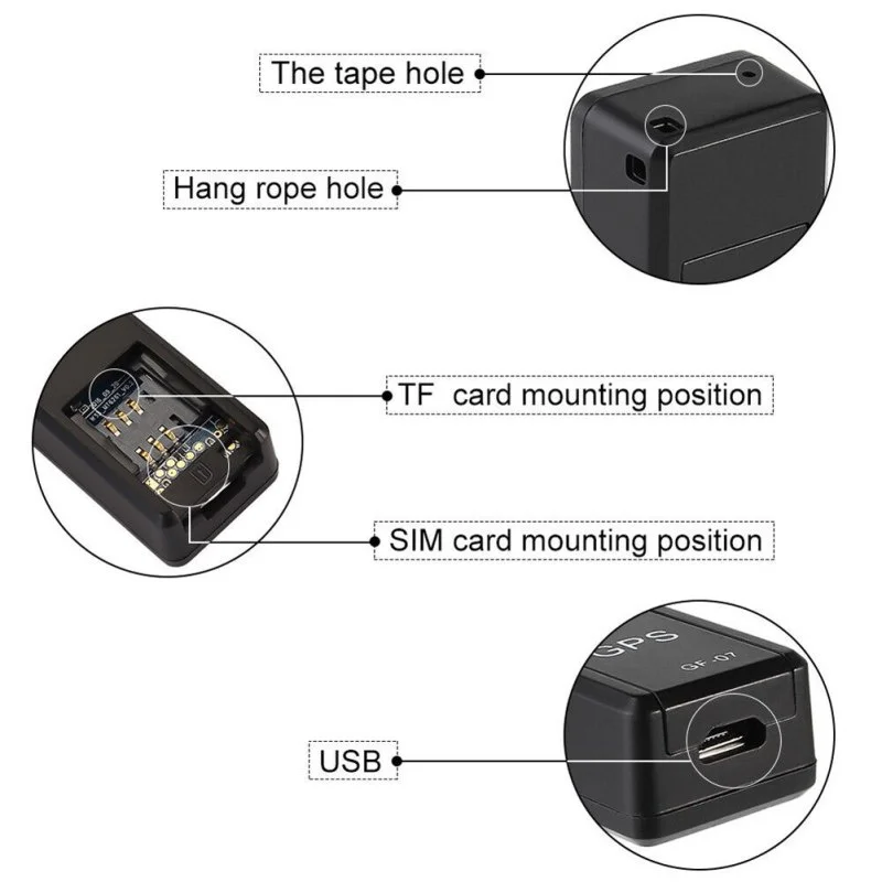 GF07 Magnetic Mini Real Time GPS Tracker Long Standby Precise Location Anti-Lost GPS Tracking Tag Locator Device Voice Recoder first alert smoke alarm ring compatible