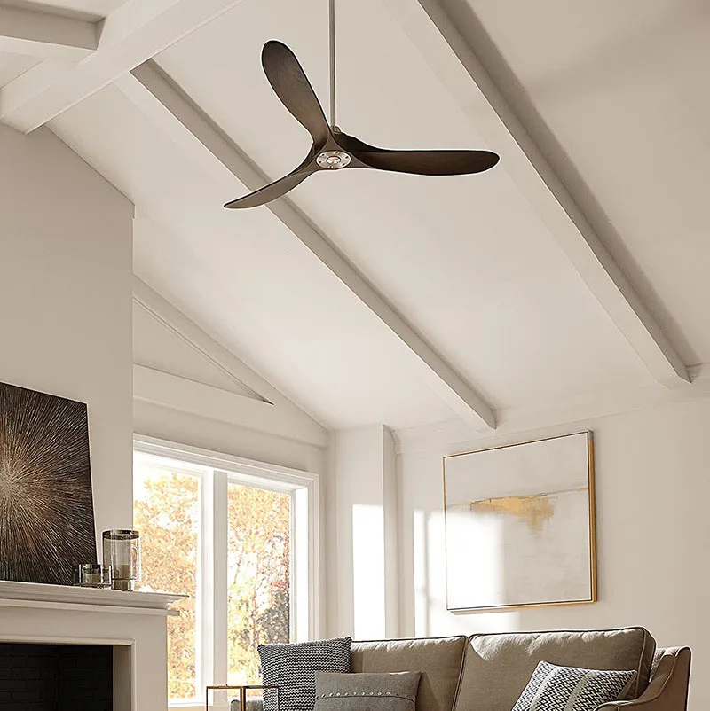 Large size 60 Inch Modern Solid Wood Ceiling Fan Without Light With Remote Control Loft Without Lamp Fan 220V Ventilador De Teto