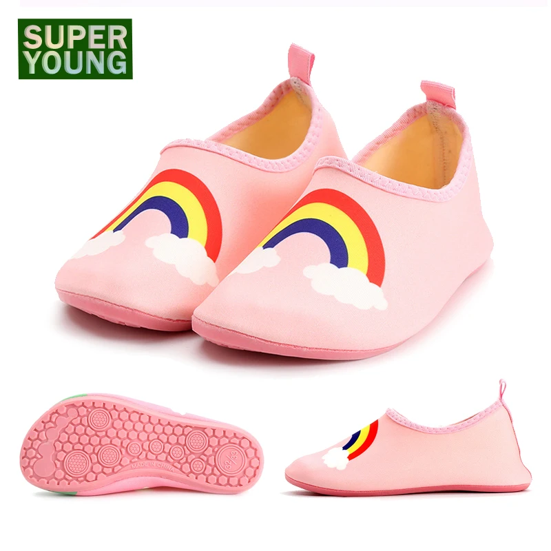 

Rainbow Toddler Kids Swimming Socks Water Aqua Shoes Children Quick-Dry Barefoot Slippers Baby Girls Beach Pool Sports Sneakers