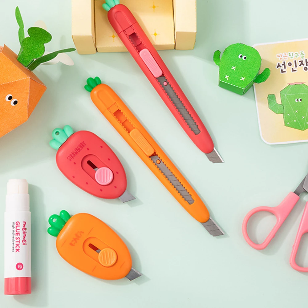 2021 Kawali Portable Mini Utility Knives Carrot  Express Unpacking Envelope Office Paper Cutting Art Knife School Stationery cute mini small utility knife portable safe carrot cutting paper unpacking express manual pencil knife utility knife