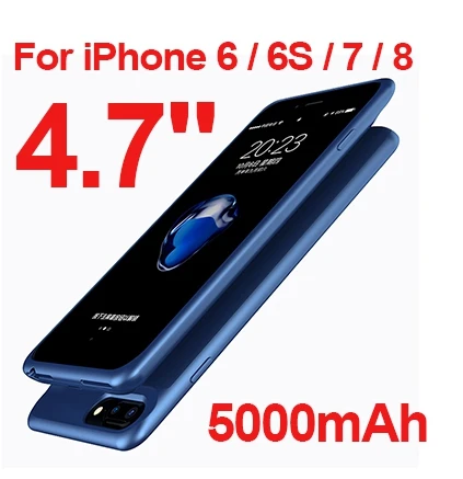 5000mah For 6 6s 7 8 2500 мАч/5000 мАч чехол для зарядного устройства для iPhone 6 6S 7 8 3700 мАч/7000 мАч Внешний внешний аккумулятор чехол для зарядки для 6 6S 7 8 Plus - Цвет: 5000mah For 6 6s 7 8
