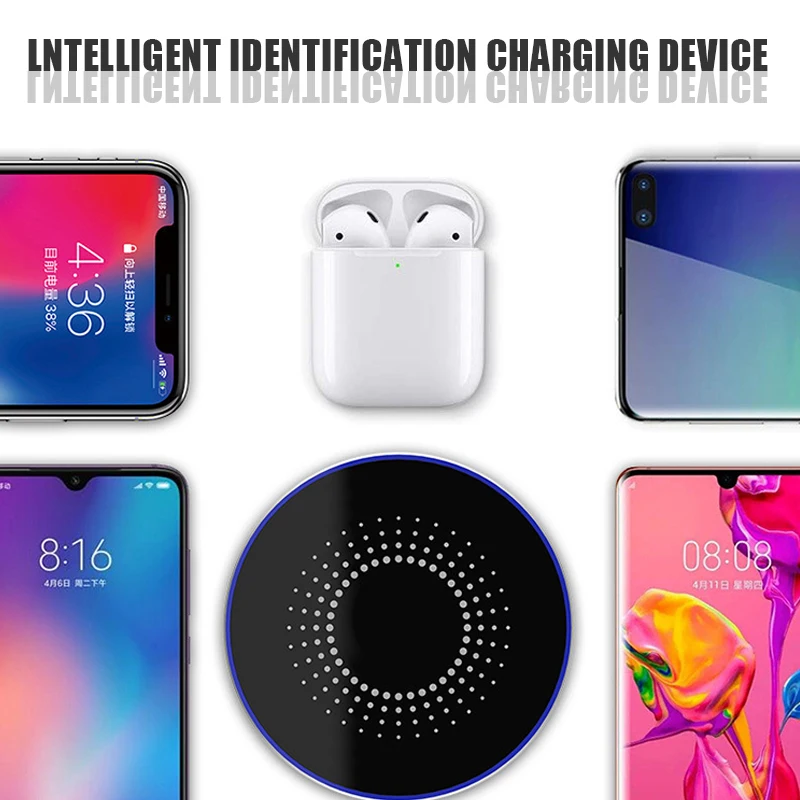 15 Вт Qi Беспроводное зарядное устройство Быстрая зарядка для huawei mate 20 Pro samsung Note 10 Plus металлическая Беспроводная зарядка для iPhone X Xs Max 8