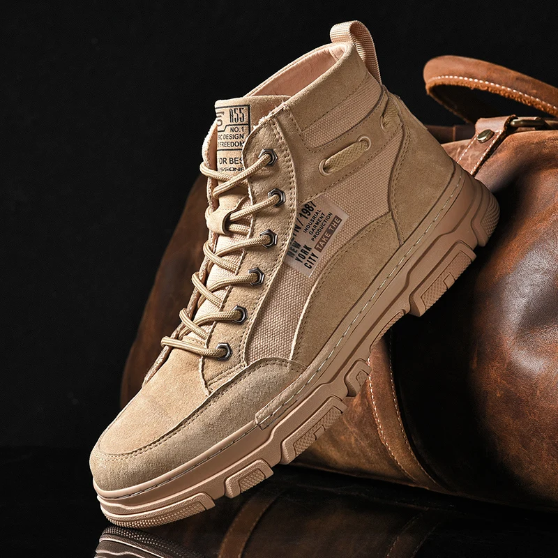 

Autumn And Winter High Top Men Casual Shoes Outdoor Comfortable Men Fashion Sneakers Non-slip men work shoes Retro trendy shoes