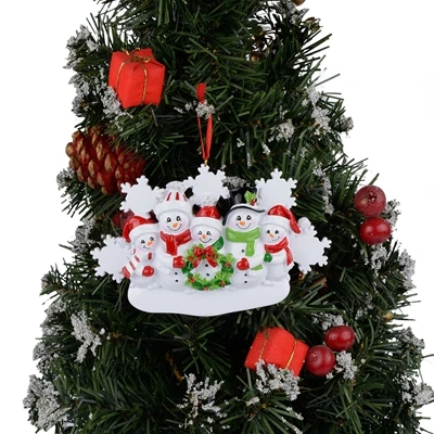 Смола оптом Снеговик Семья 3 рождественские украшения персонализированные подарки, которые могут написать свое имя для праздника и домашнего декора