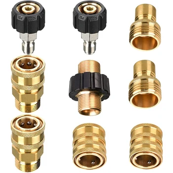 

Pressure Washer Adapter Set, M22 to 3/8 Inch Quick Connect, 3/4 Inch to Quick Disconnect, Male M22 Hose Adapter, 9-Pack