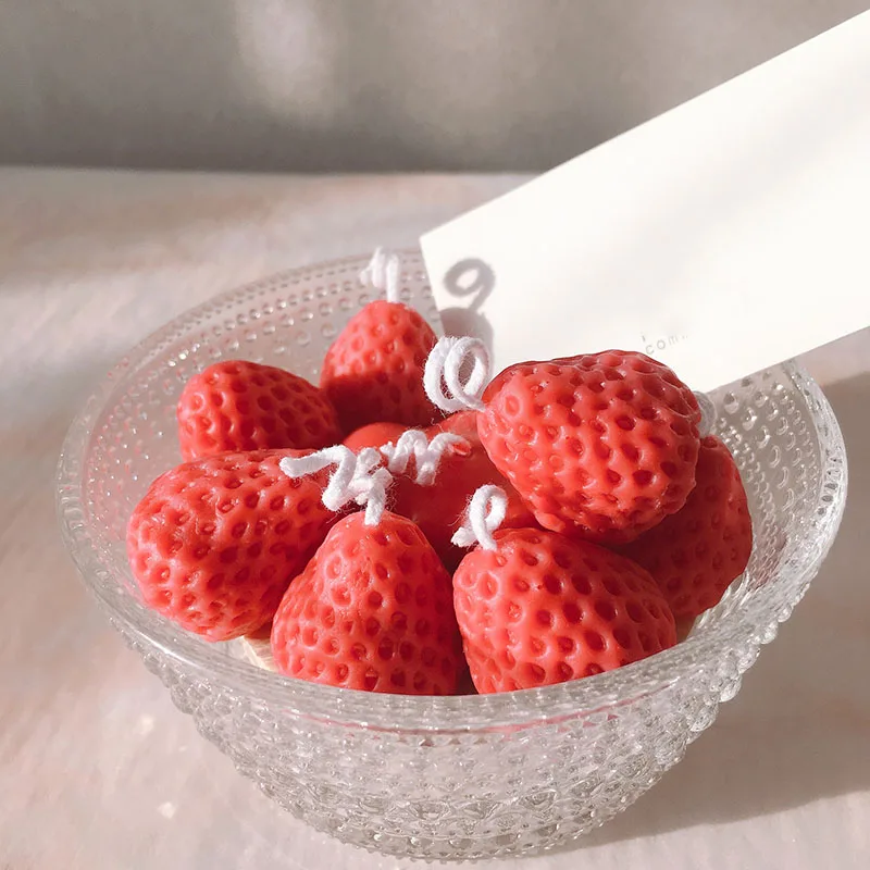 Strawberry Shape Aromatherapy Candle Molds Simulation Food 3D Fruit