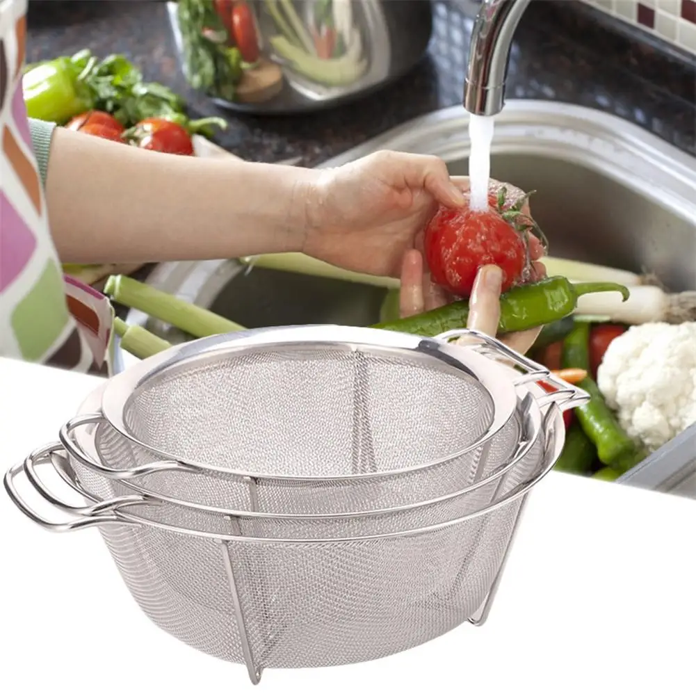 Миска для мытья риса корзина для белья из тонкой сетки сито для пищевых продуктов из нержавеющей стали дуршлаг-сито для жарки риса овощей фруктов