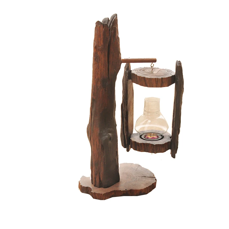 

Wooden Candle Holders Vintage Glass Old Retro Windproof Wind Lamp Candle Lantern Candelabra Decor Bougeoir Home Decoration FC365