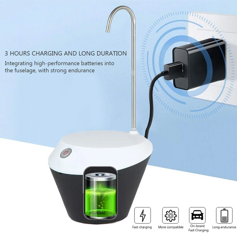 

Water Bottle Dispenser Pump Automatic Electric Drinking Water Jug Pump- USB Rechargeable Li-Ion - Ultra-Hygienic BPA-Free Water