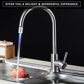 

Novelty Design 7 Color RGB Colorful LED Light Water Glow Faucet Tap Head Home Bathroom Decoration Stainless Steel Water Tap