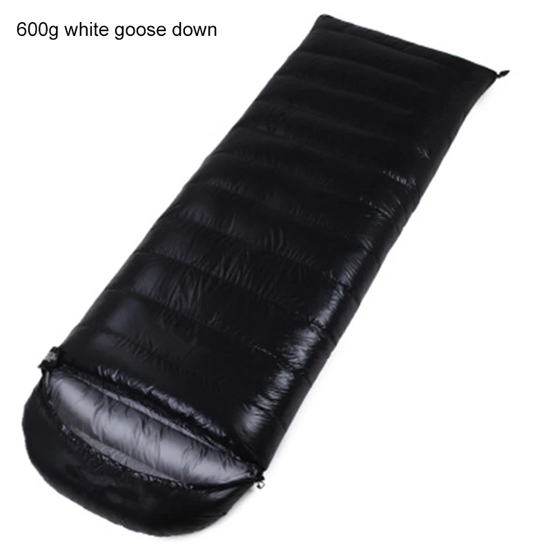 Black 600gGooseDown Открытый конверт типа Кемпинг вниз сплайсинга двойной спальный мешок для взрослых утолщение можно сшить белый гусиный пух спальный мешок - Цвет: Black 600gGooseDown