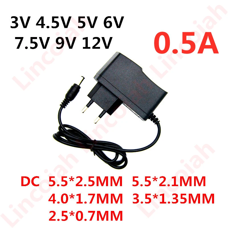 AC 110-240V DC 3V 4 5 V 5V 6V 7 9V 12 0.5A Питание 3 6 9 вольт адаптер Зарядное устройство для