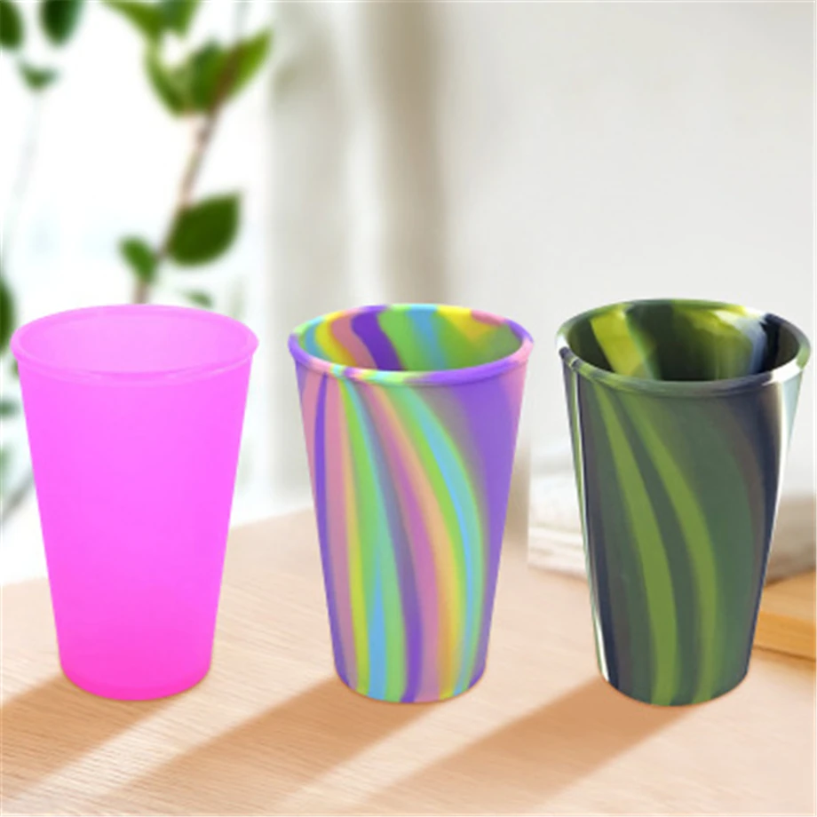 

200pcs/Lot Silicone Cup Travel Mug Non-broken Tumbler 12oz/350ml 16oz/480ml Reusable Portable Glass BPA-free