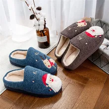 Men Home Flat Slippers Indoor Shoes Man Christmas Platform Flat With Warm Floor Home Cuty Santa Deer ShoeSlippers тапочки