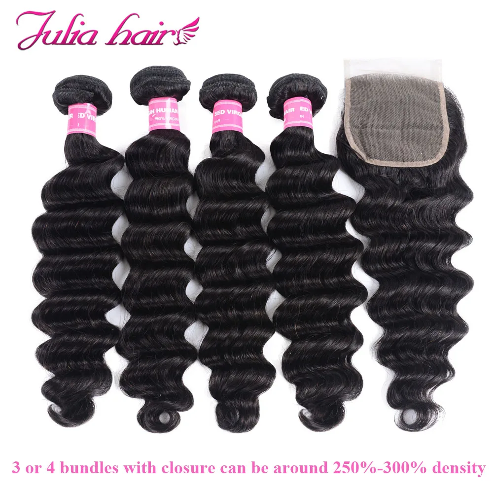 Malaysian Loose Deep Human Hair Bundles With Closure Make to Lace Closure Wig Pre Plucked Higher Density Remy 4x4 Lace Front Wig (3)