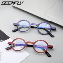 Seemfly металл анти синий свет очки для чтения для женщин и мужчин небольшой круглый каркас радиационная защита дальнозоркость рецепт очки