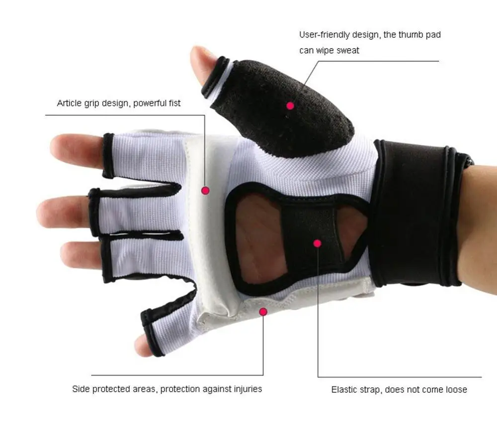 SINOBUDO WTF long tape Taekwondo Gloves Training Boxing Gloves Foot Guard Ankel Support One Set Foot and Gloves Protector