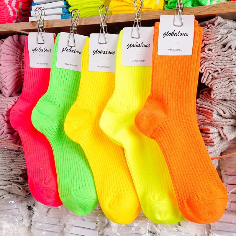 

Fashion Socks High School Cotton Solid Color Crew Socks Colorful Women and Men Harajuku Designer Yellow White 5 Colors New SA-8