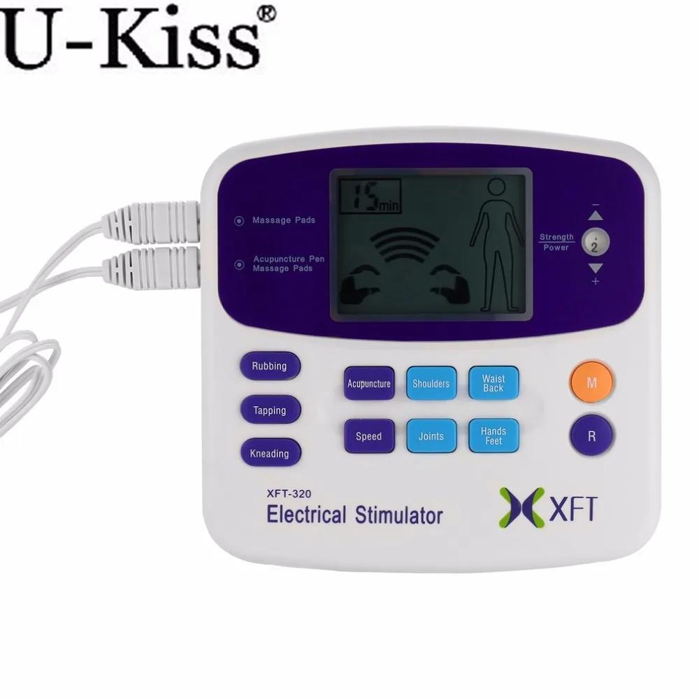 U-Kiss Профессиональный XFT-320 электрический стимулятор массажер двойной Тенс машина цифровой массаж Расслабление тела по всему миру Распродажа