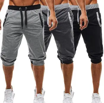 

Summer men Leisure Men Knee Length Shorts Color Patchwork Joggers Short Sweatpants Trousers Men Bermuda Shorts roupa masculina