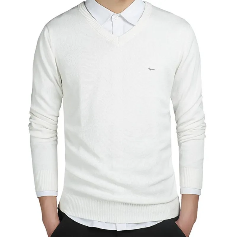 Brand Clothing New Spring Sweater Men Harmont V-neck Long Sleeve Solid Pull Embroidery Blaine Pullover Men Sweaters 4