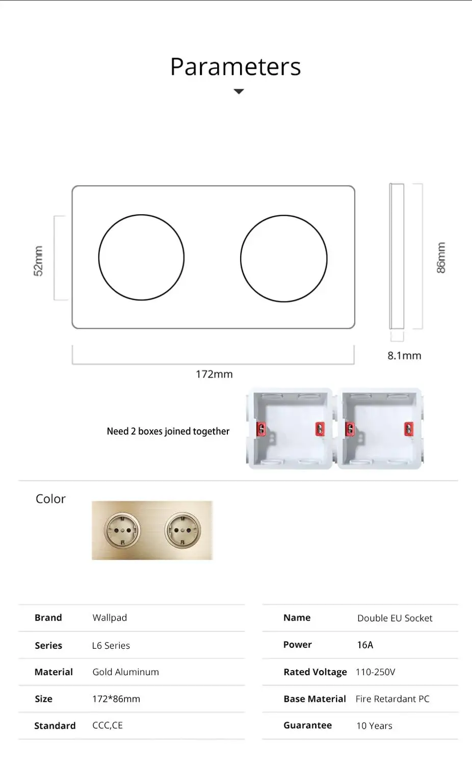 tomada de parede eletrica wallpad l6 painel 01