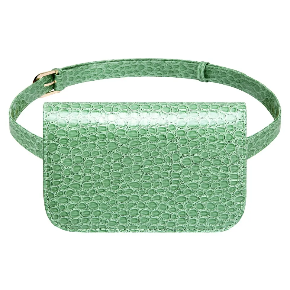 

Green Women's Waist Bags Solid Belt Bag Lady Fanny Packs Small Square Bumbags Girl Street Covenient Phone Pack Belt Lenght 110cm