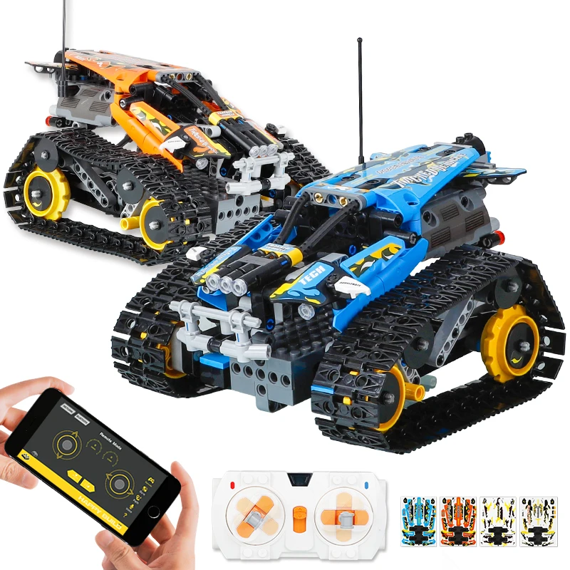 

406PCS Technic RC Tracked Stunt Vehicle Creator APP Remote Control Car Building Blocks Bricks DIY Toys Gifts For Children Kids
