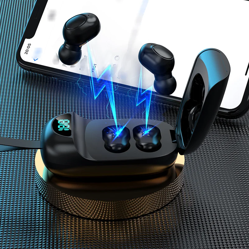 JS25 Wireless 5 0 Bluetooth earbuds with hanger TWS Sports earphone In ear gaming headset Stereo sound earpods for Smart phone