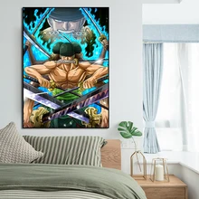 

One Piece Anime Roronoa Zoro Samurai Poster Wall Art Decoration Canvas Painting Cuadros Mural Home Kids Room Decor