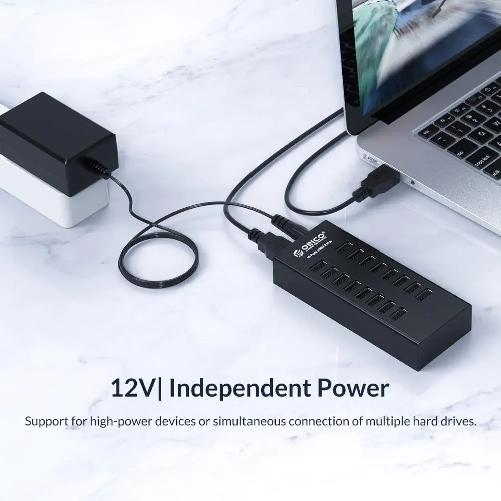 Usb концентратор ORICO H1613 16 портов USB 2 0 с адаптером питания 12 В А для Apple Macbook
