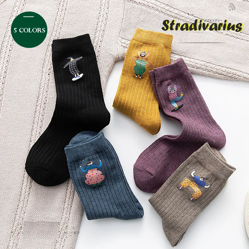 Весенне-осенние новые женские носки в Корейском стиле, носки с ворсом, ретро студенческие носки, BDW013