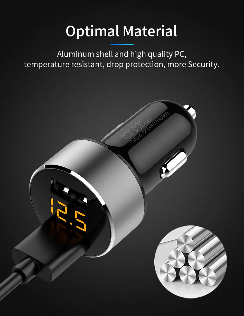 FLOVEME 18 Вт USB Автомобильное зарядное устройство для iPhone Xiaomi двойной порт автомобильное зарядное устройство USB 3.6A быстрая зарядка, автомобильное зарядное устройство для мобильного телефона