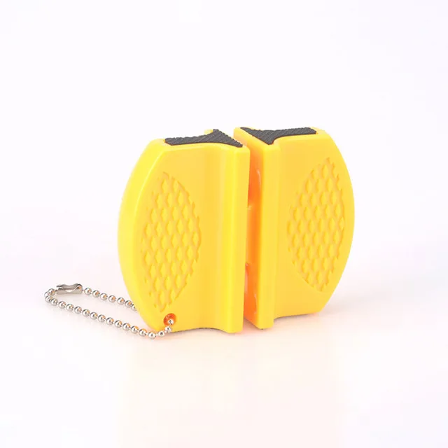 ONEUP Мини точилка для ножей с керамическим стержнем Двухступенчатая Вольфрамовая портативная точилка для точильного камня с бабочкой точильные ножи камень - Цвет: Yellow