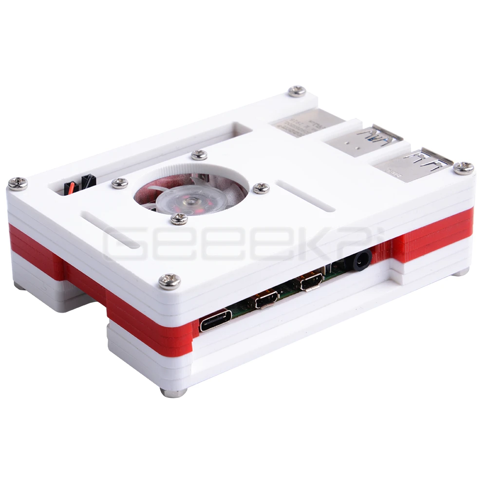 GeeekPi 9-layer ABS Case Cover Flag Colors Germany Italy England France Spain with Cooling Fan Heatsinks for Raspberry Pi 4B