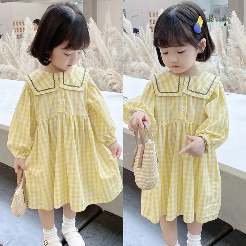 

Girl Dress Kids Baby Dress 2022 Yellow Spring Autumn Thicken Toddler Princess Clothes Casual Outwear Uniform Dresses Children Cl