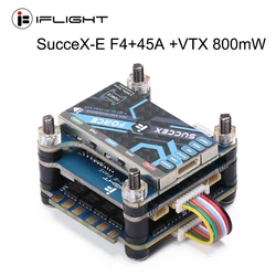 IFlight Pila de vuelo succex e F4 V2.1 (MPU6000) con 45A BLHeli_S Dshot600 4 en 1 ESC/SucceX Force 800mW VTX para Dron de carreras FPV