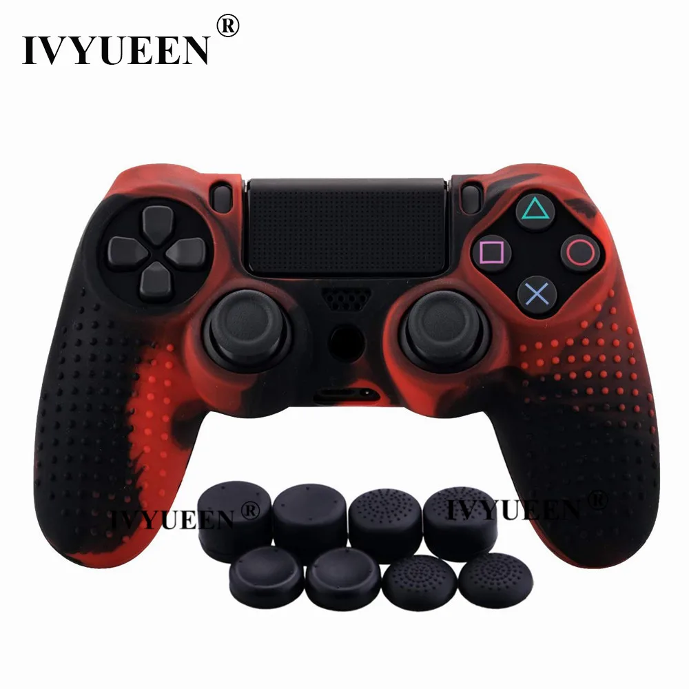 IVYUEEN 9 в 1 для Dualshock 4 PS4 Slim Pro контроллер шипованных кожи Премиум Защитная мягкие Нескользящие силиконовый захват чехол