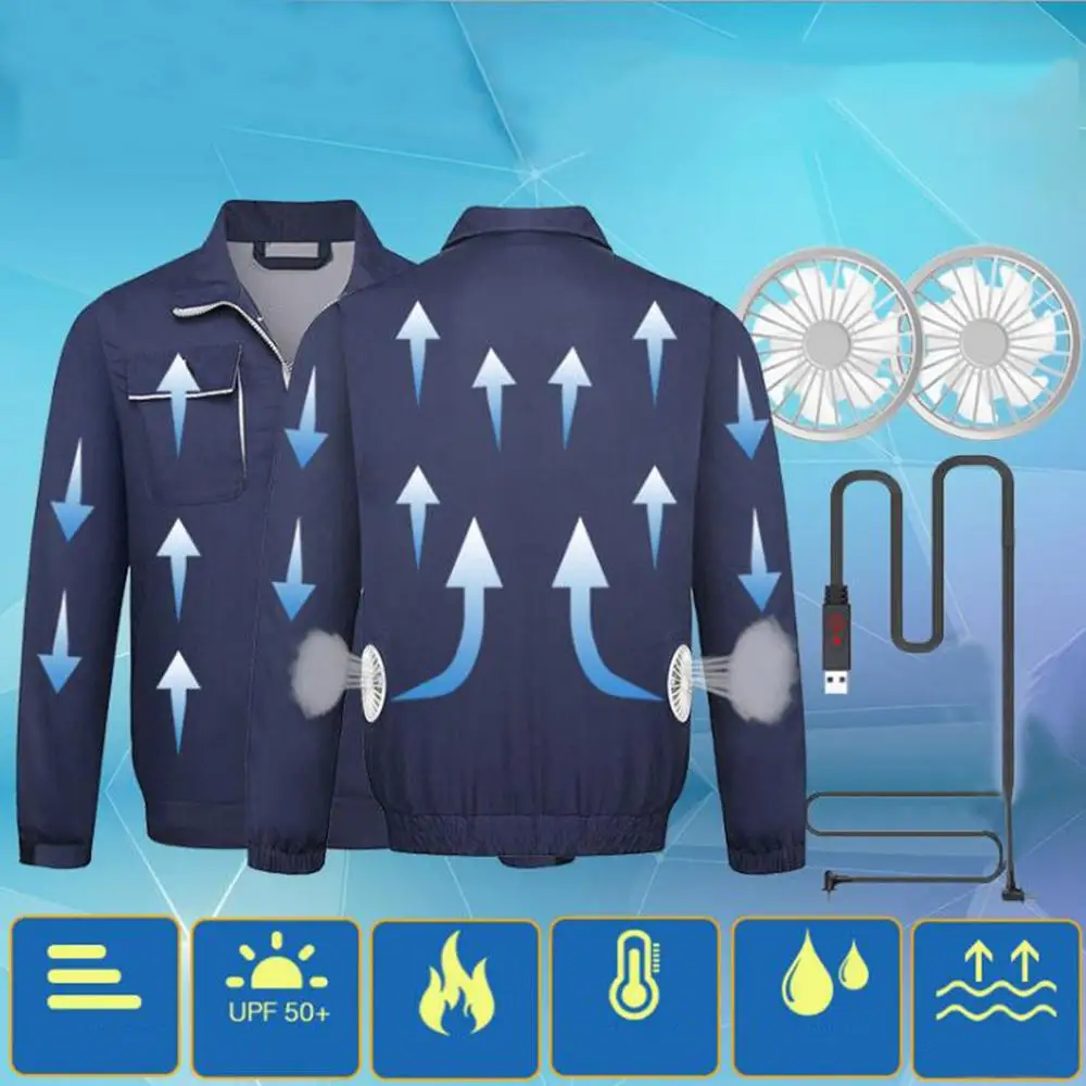 

Men Air Conditioning Suit Heatstroke Countermeasures Outdoor Working Clothes Top Long Sleeve Coat Winter Jacket Tops