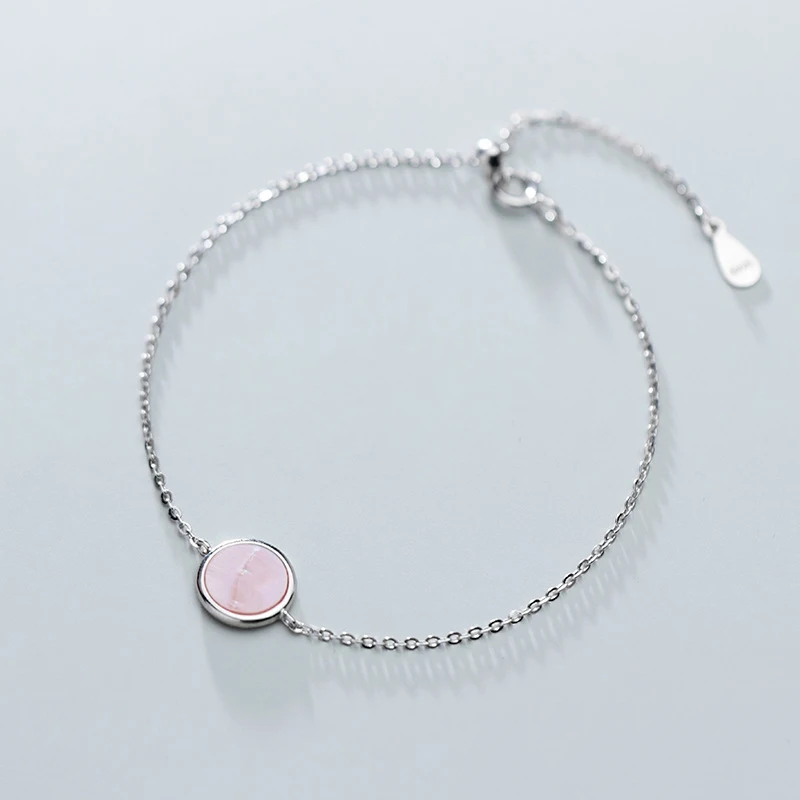 

Modian Fashion White or Pink Shell Sterling Silver 925 Bracelet for Women Gift Simple Round Bracelet Fine Jewelry Accessories