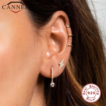 

European and American 925 Sterling Silver Minimalist CHIC wind Circle Zircon Earrings for Women Cute Crystal Hoop Earrings