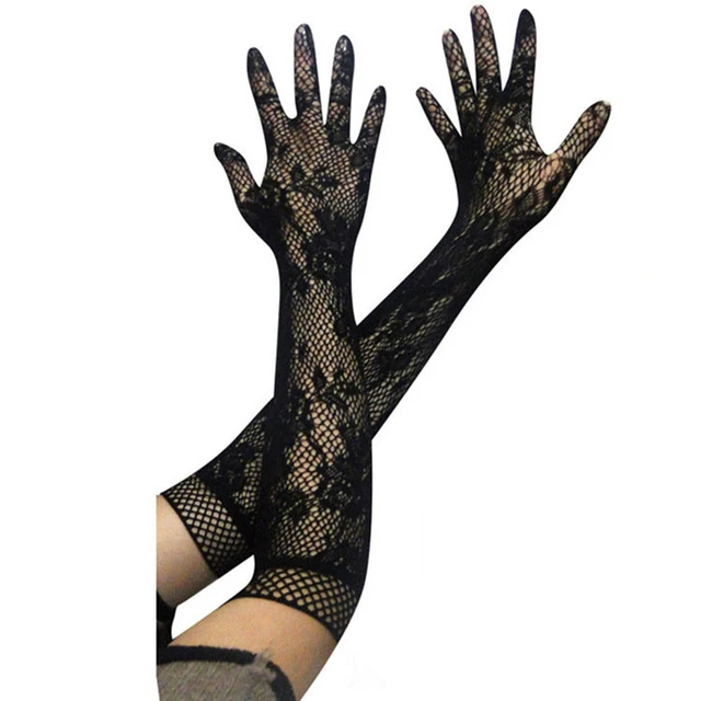 Эротичные полупрозрачные сетчатые женские перчатки до локтя 3