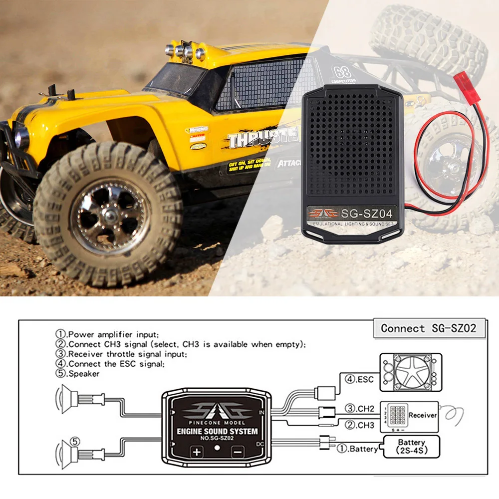 

Engine Sound Set with 2 Inch Loudspeaker for RC Car Army Truck TrailerTraxxas Tamiya XB HB Racing D418
