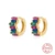925 Sterling Silver Pendients Plata Colorful Zircon Irregular Hoop Earrings for Women Piercing Huggie Earring Jewelry 11