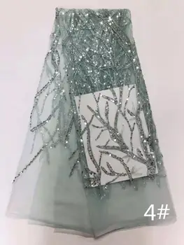 

High quality sequin embroidery French tulle lace fabric sequins African lace Nigeria lace fabric for wedding party dress DIY