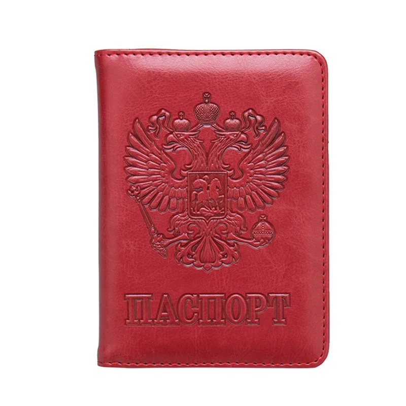 Leather RFID Blocking Passport Holder Wallet Cover Travel Document Organizer Case for Men Women with Credit Card
