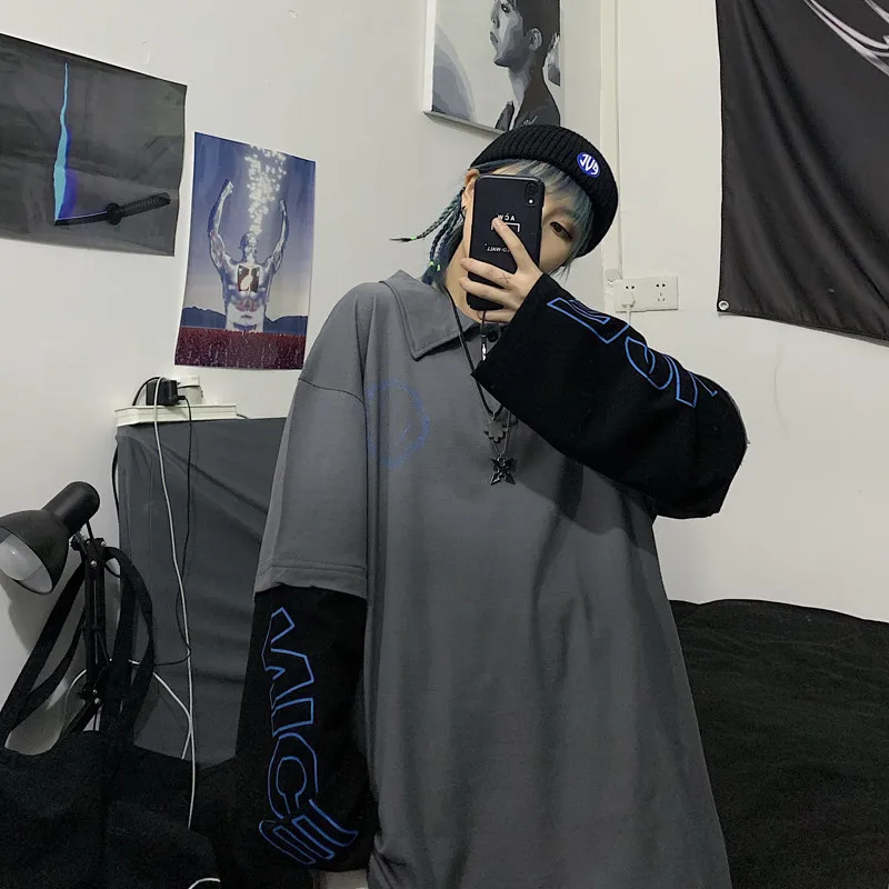Focal20 уличная женская футболка с буквенным принтом футболка Поддельные 2 шт. свободный Женский пуловер Топы повседневные весенние женские футболки