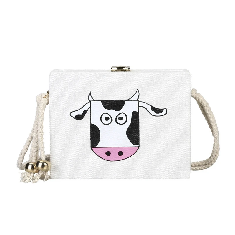 

New Cute Girl Print Bag Personality Cows Wild Messenger Bag Fashion Box Bag Female