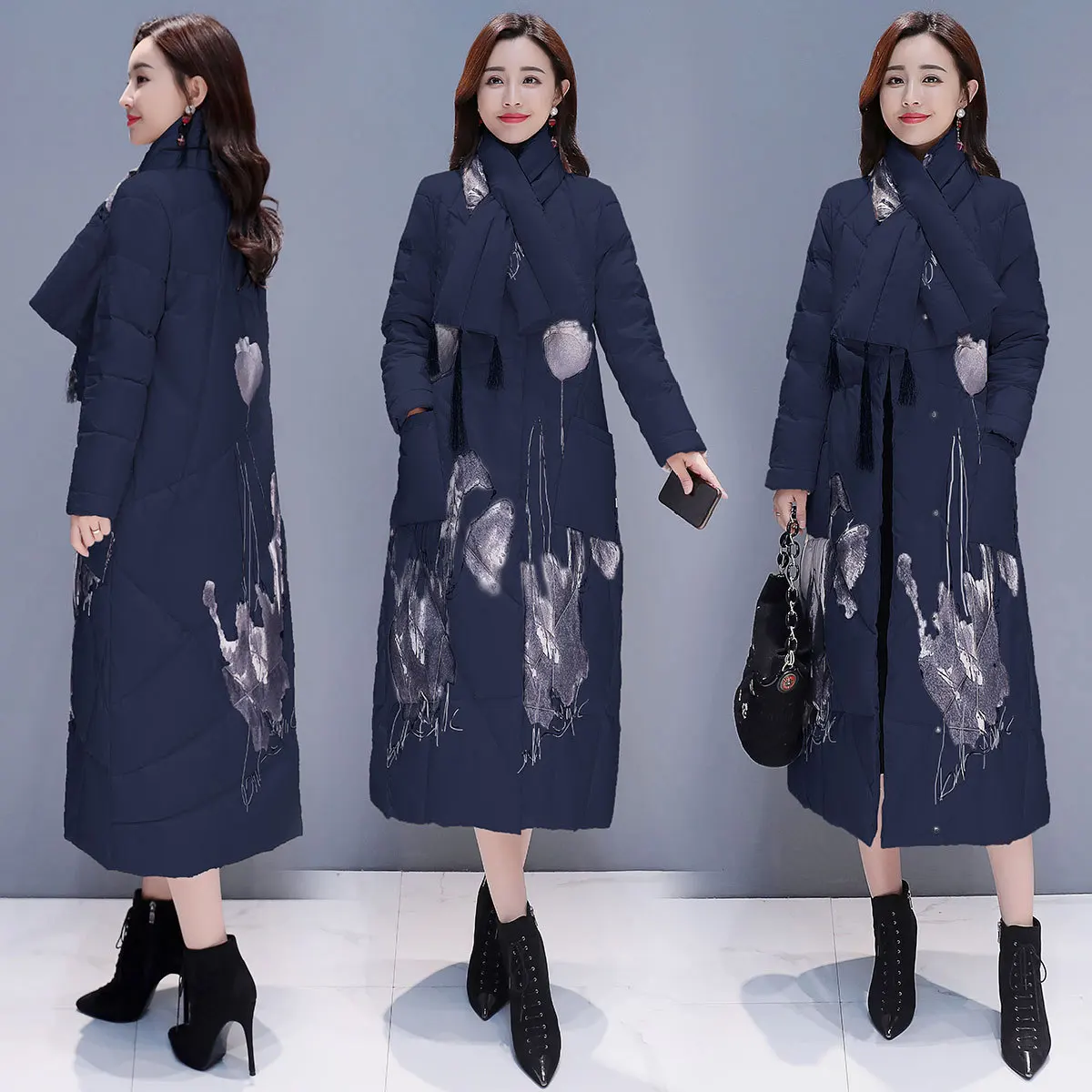 

Long Cotton-padded Clothes Women's 2018 Winter New Style Korean-style down Jacket Cotton-padded Clothes Thick Retro Chinese-styl