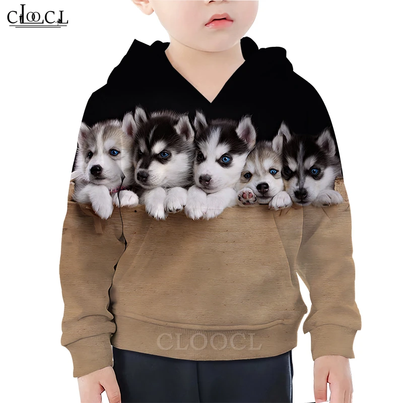  Cute Husky Hoodie Baby Boy 3D Print Animal Pet Dog Hoodies Baby Girl Children Tracksuit Casual Fami